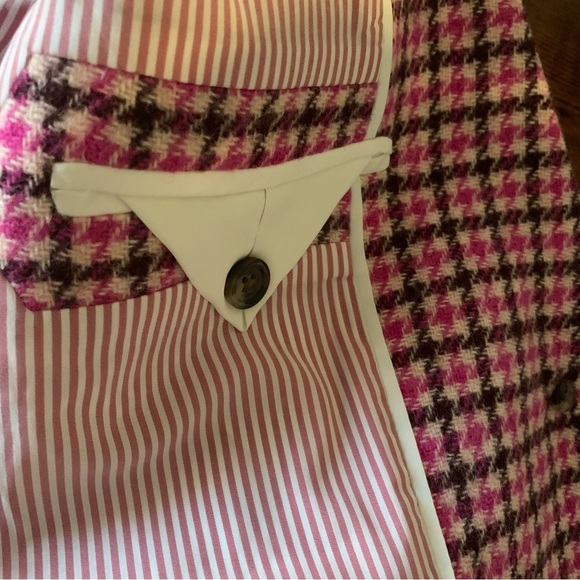 J Crew Campbell Pink Brown Houndstooth Wool Blazer Prep School Academia … - Picture 9 of 15